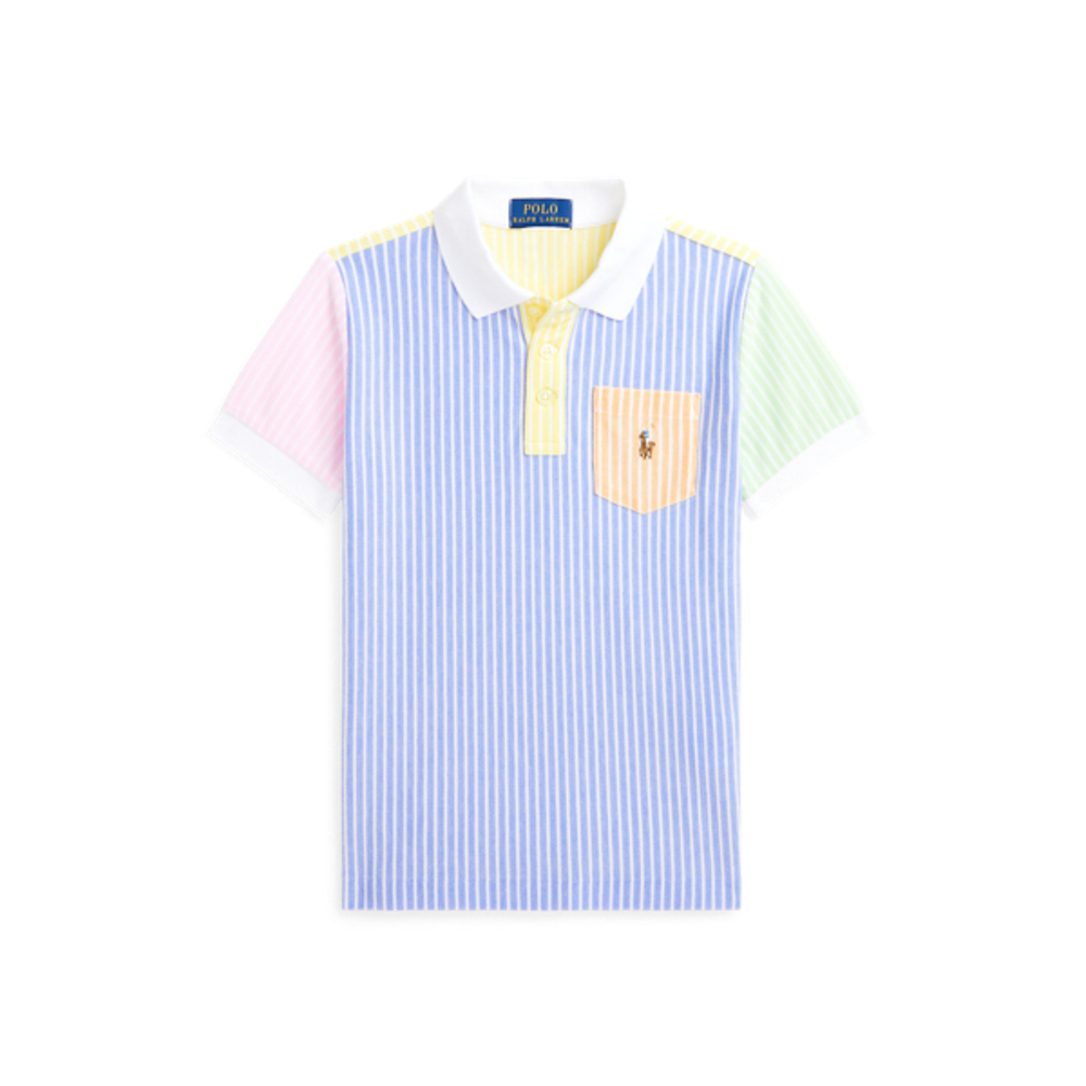 Striped Oxford Mesh Polo Shirt